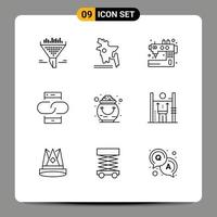 9 Creative Icons Modern Signs and Symbols of fortune message machine link contact Editable Vector Design Elements