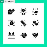 Set of 9 Modern UI Icons Symbols Signs for plumber transaction shopping percent costs Editable Vector Design Elements