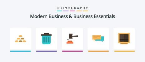 Modern Business And Business Essentials Flat 5 Icon Pack Including gavel. auction. basket. action. dustbin. Creative Icons Design vector