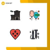 Modern Set of 4 Filledline Flat Colors Pictograph of building dress button charge payable heart button Editable Vector Design Elements