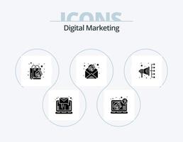 Digital Marketing Glyph Icon Pack 5 Icon Design. digital marketing. automation. bag. email marketing. advertisement vector