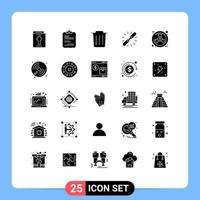 Mobile Interface Solid Glyph Set of 25 Pictograms of ecology web delete hyperlink connect Editable Vector Design Elements