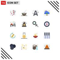 Pictogram Set of 16 Simple Flat Colors of control emission drink wifi internet Editable Pack of Creative Vector Design Elements