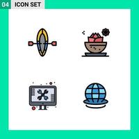 User Interface Pack of 4 Basic Filledline Flat Colors of boat screen center spa technical Editable Vector Design Elements