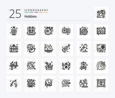 Hobbies 25 Line icon pack including hobbies. crafts. craft. ball. hobbies vector
