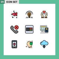 Universal Icon Symbols Group of 9 Modern Filledline Flat Colors of form phone compassion mobile call Editable Vector Design Elements