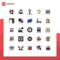 25 User Interface Filled line Flat Color Pack of modern Signs and Symbols of employee avatar ring account food Editable Vector Design Elements