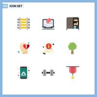 9 Thematic Vector Flat Colors and Editable Symbols of support help furniture break heart feeling Editable Vector Design Elements