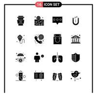 Universal Icon Symbols Group of 16 Modern Solid Glyphs of spring easter bubble tool attract Editable Vector Design Elements