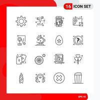 Universal Icon Symbols Group of 16 Modern Outlines of expariment production online media audio Editable Vector Design Elements