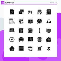 Universal Icon Symbols Group of 25 Modern Solid Glyphs of speaker loudspeaker ice audio distance learning Editable Vector Design Elements