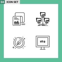 4 User Interface Line Pack of modern Signs and Symbols of checklist computer list distributed leaf Editable Vector Design Elements