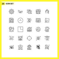 Modern Set of 25 Lines Pictograph of chinese fireworks library celebrate year Editable Vector Design Elements