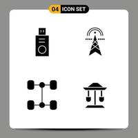 sólido glifo concepto para sitios web móvil y aplicaciones disco vehículos eléctrico torre torre bien editable vector diseño elementos