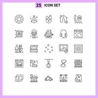 línea paquete de 25 universal símbolos de contacto nuevo conejito casa edificios editable vector diseño elementos