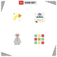 Universal Icon Symbols Group of 4 Modern Flat Icons of arrow clothing right real rainy Editable Vector Design Elements