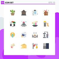 Universal Icon Symbols Group of 16 Modern Flat Colors of center love shack heart pages Editable Pack of Creative Vector Design Elements