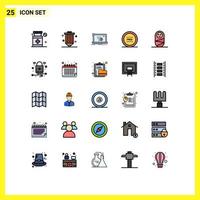 Group of 25 Filled line Flat Colors Signs and Symbols for shop free connection ecommerce internet Editable Vector Design Elements