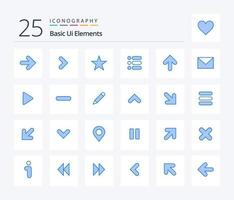 Basic Ui Elements 25 Blue Color icon pack including up. arrow. bookmark. write. task vector