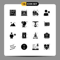 Mobile Interface Solid Glyph Set of 16 Pictograms of giza user management new van Editable Vector Design Elements