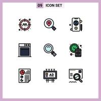 Set of 9 Modern UI Icons Symbols Signs for search look mobile glass technology Editable Vector Design Elements