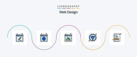 Web Design Line Filled Flat 5 Icon Pack Including html. luxury. web. expensive. layout vector