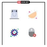 Modern Set of 4 Flat Icons Pictograph of bag computers food productivity gadget Editable Vector Design Elements