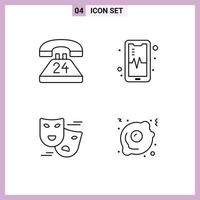 Universal Icon Symbols Group of 4 Modern Filledline Flat Colors of anytime comedy contact mobil masks Editable Vector Design Elements