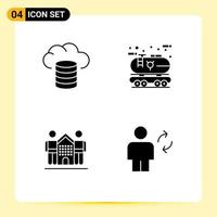 Pictogram Set of 4 Simple Solid Glyphs of backup friendly eco oil home Editable Vector Design Elements