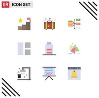 Pack of 9 creative Flat Colors of interface layout data image collage Editable Vector Design Elements