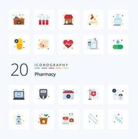 20 Pharmacy Flat Color icon Pack like pharmacist online appointment pharmacy health vector