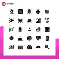 Set of 25 Vector Solid Glyphs on Grid for monitore computer bandage wifi internet of things Editable Vector Design Elements