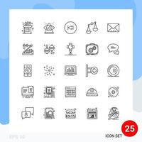 Group of 25 Lines Signs and Symbols for message scales arrow justice rewind Editable Vector Design Elements