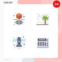 4 Flat Icon concept for Websites Mobile and Apps cube radio palm islamic space Editable Vector Design Elements