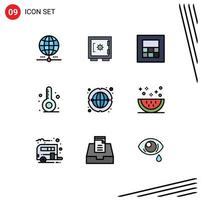 Pictogram Set of 9 Simple Filledline Flat Colors of network communication secure vacation summer Editable Vector Design Elements