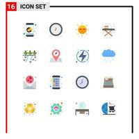 16 Universal Flat Color Signs Symbols of agriculture ironing stand timer ironing board nature Editable Pack of Creative Vector Design Elements