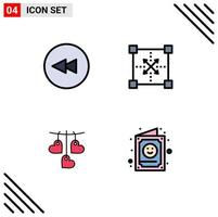 Set of 4 Modern UI Icons Symbols Signs for backward valentine coding programing hanging Editable Vector Design Elements