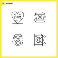 4 Creative Icons Modern Signs and Symbols of heart female mother mardi gras file Editable Vector Design Elements