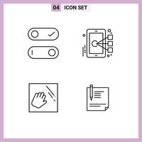 Pack of 4 Modern Filledline Flat Colors Signs and Symbols for Web Print Media such as control hand cell target contract Editable Vector Design Elements