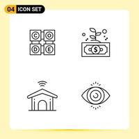 Pack of 4 Modern Filledline Flat Colors Signs and Symbols for Web Print Media such as code electronic education invest smart Editable Vector Design Elements