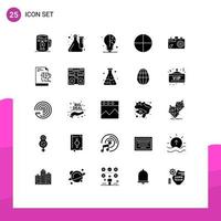 Universal Icon Symbols Group of 25 Modern Solid Glyphs of education tablet lab pill science Editable Vector Design Elements