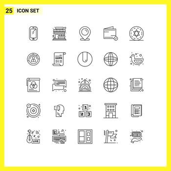 Pictogram Set of 25 Simple Lines of halloween wallet location e add Editable Vector Design Elements