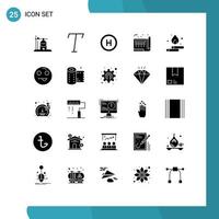 Pack of 25 Modern Solid Glyphs Signs and Symbols for Web Print Media such as energy spring sign droop paper Editable Vector Design Elements