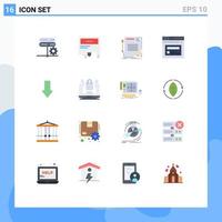 Universal Icon Symbols Group of 16 Modern Flat Colors of website page paper internet document Editable Pack of Creative Vector Design Elements