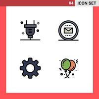 4 Creative Icons Modern Signs and Symbols of plug basic electricity envelope set Editable Vector Design Elements