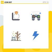 User Interface Pack of 4 Basic Flat Icons of ring plant box remote power Editable Vector Design Elements