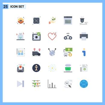 25 Universal Flat Color Signs Symbols of electrical website growth web internet Editable Vector Design Elements