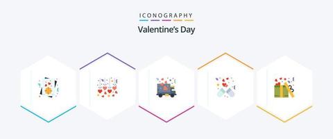Valentines Day 25 Flat icon pack including present. gift. transport. medicine. heart vector