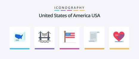 Usa Flat 5 Icon Pack Including love. usa. flag. american. file. Creative Icons Design vector