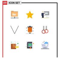 Pictogram Set of 9 Simple Flat Colors of design down presentation bottom man Editable Vector Design Elements